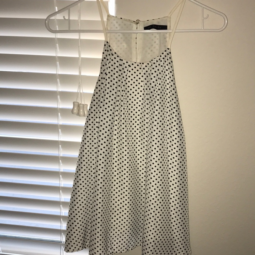 Black and white polka dot tank top